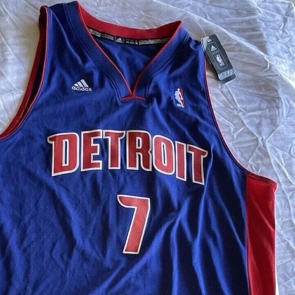 DETROIT PISTONS Adidas BRANDON KNIGHT #7 Blue Jersey NBA Men’s Sz 2XL SIGNED NWT - Picture 2 of 15